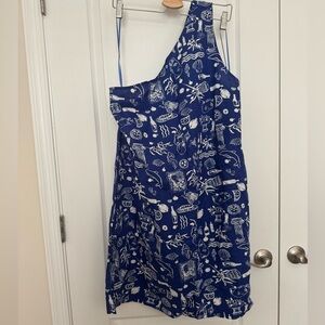 NWT Madewell X Lisa Says Gah Plus Size Blue One-Shoulder Dress- size 20W